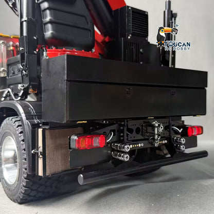 1/14 Metal 8X8 RC Hydraulic Crane Truck Remote Control Lorry with Extension Jib Electric Winch Removable Cargo Bed 3 Speed Diff Lock