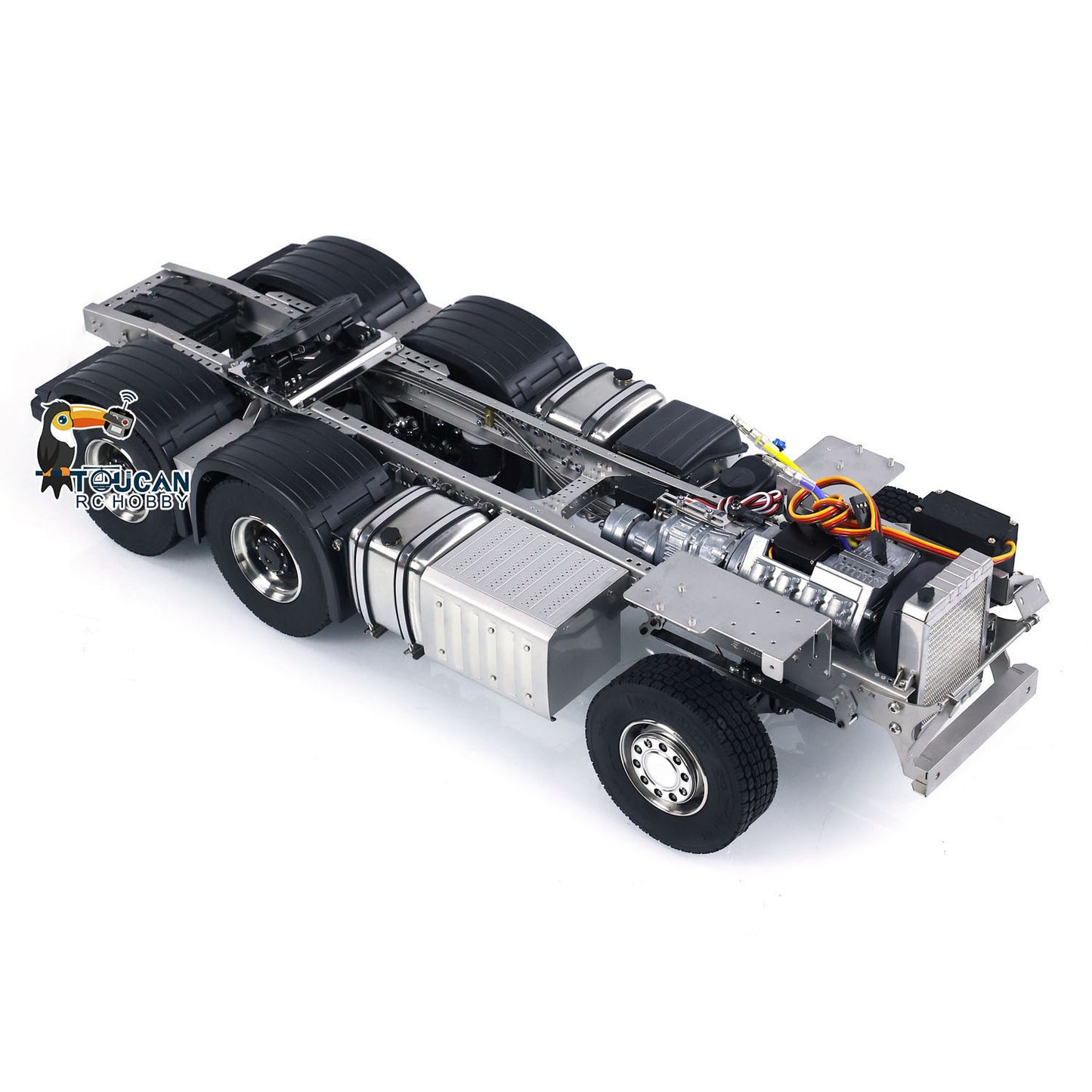 RC articulated truck ScaleC 6x6 metal chassis full assembly studio white background