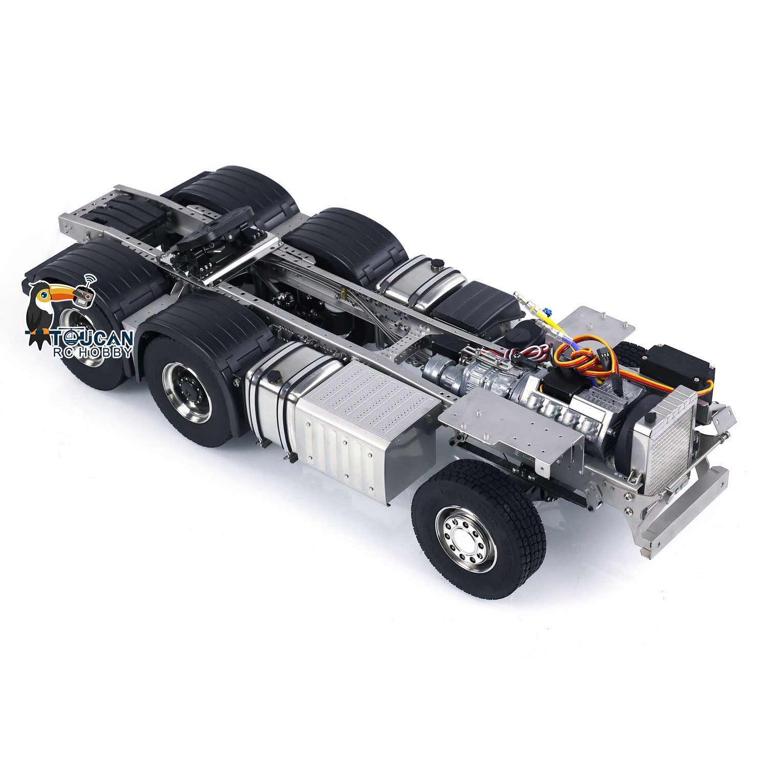 RC articulated truck ScaleC 6x6 metal chassis full assembly studio white background