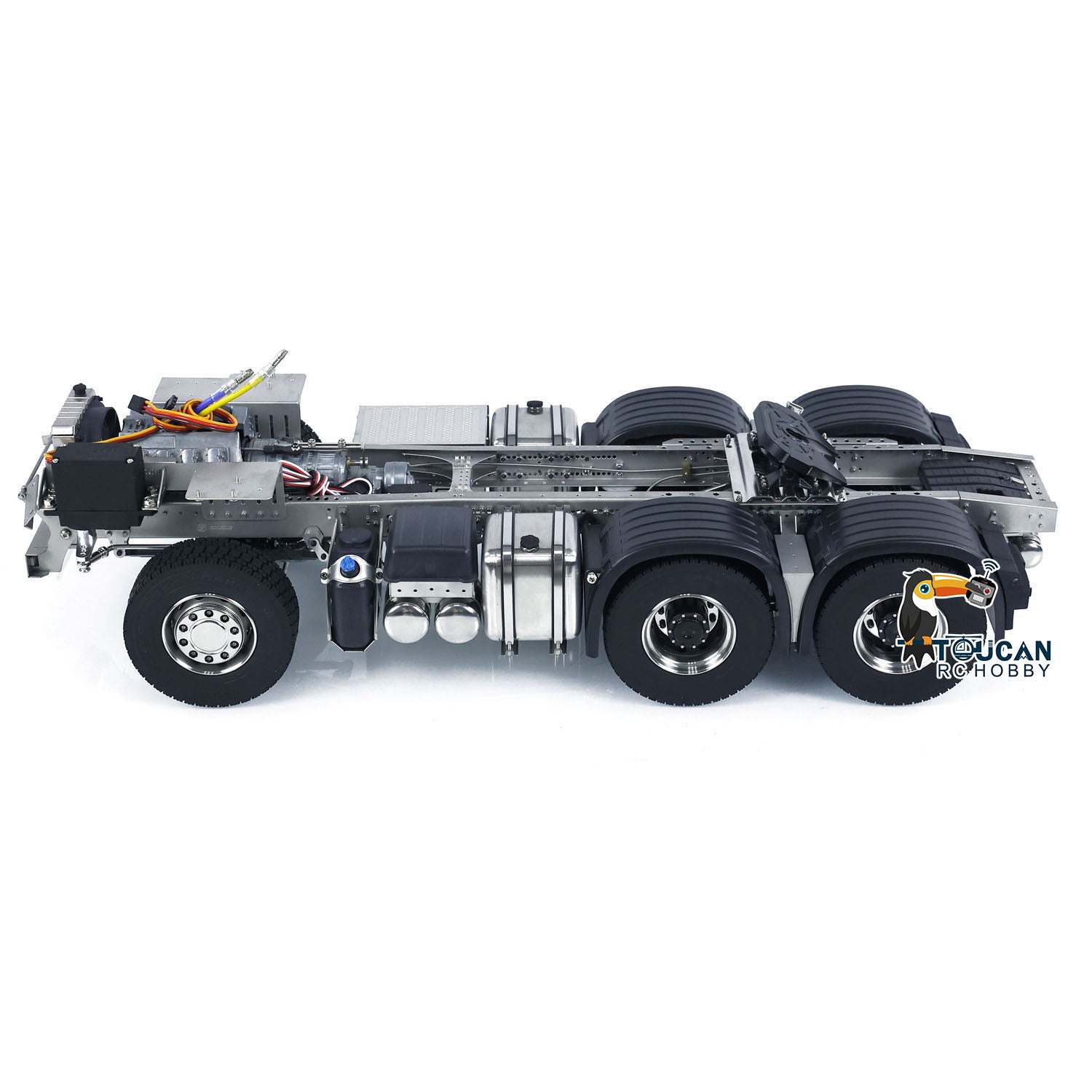 ScaleC 6x6 RC tractor truck Mercedes AROCS assembled metal chassis side view