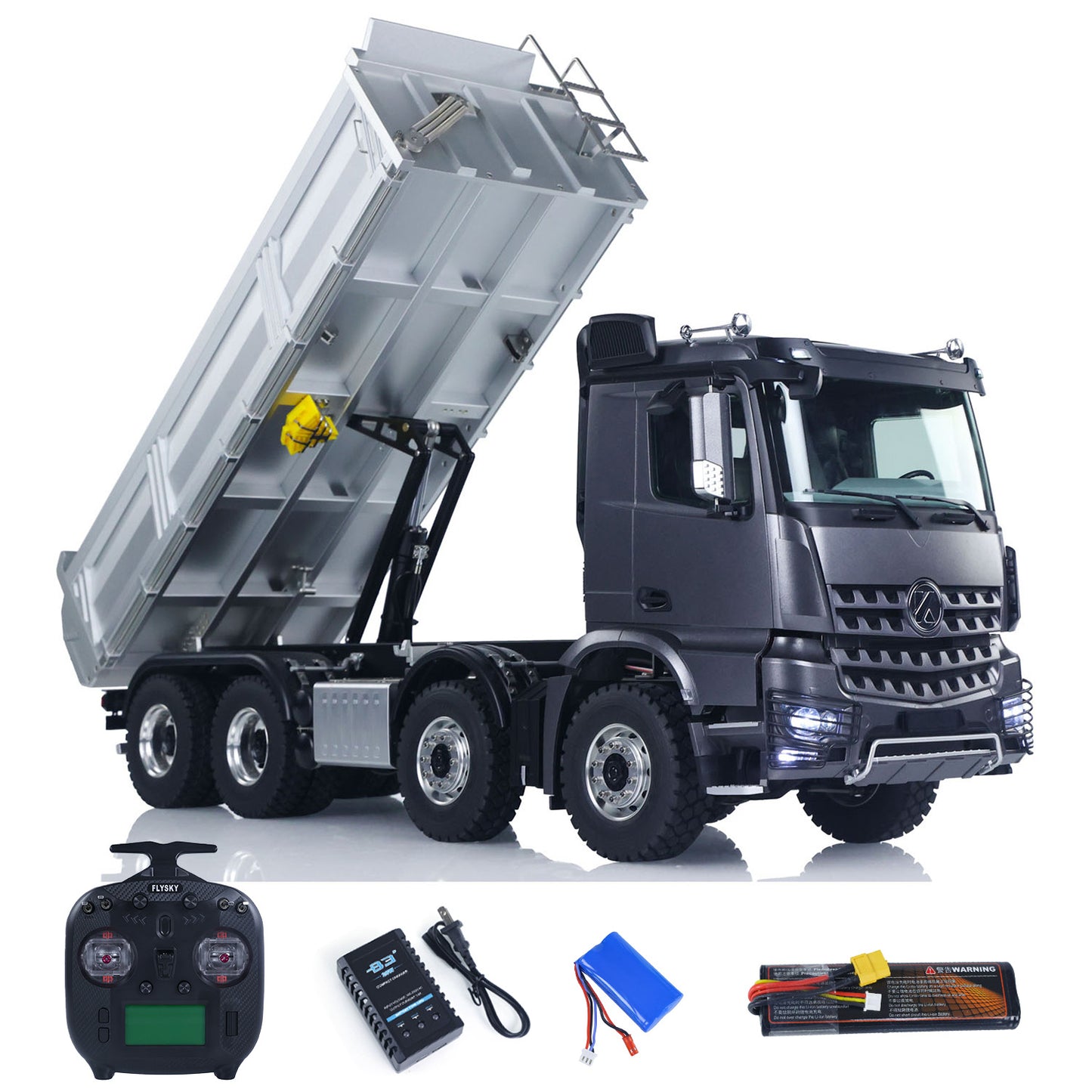 1/14 RC Hydraulic Dump Truck Kabolite K3367 8x8 metal construction vehicle front view
