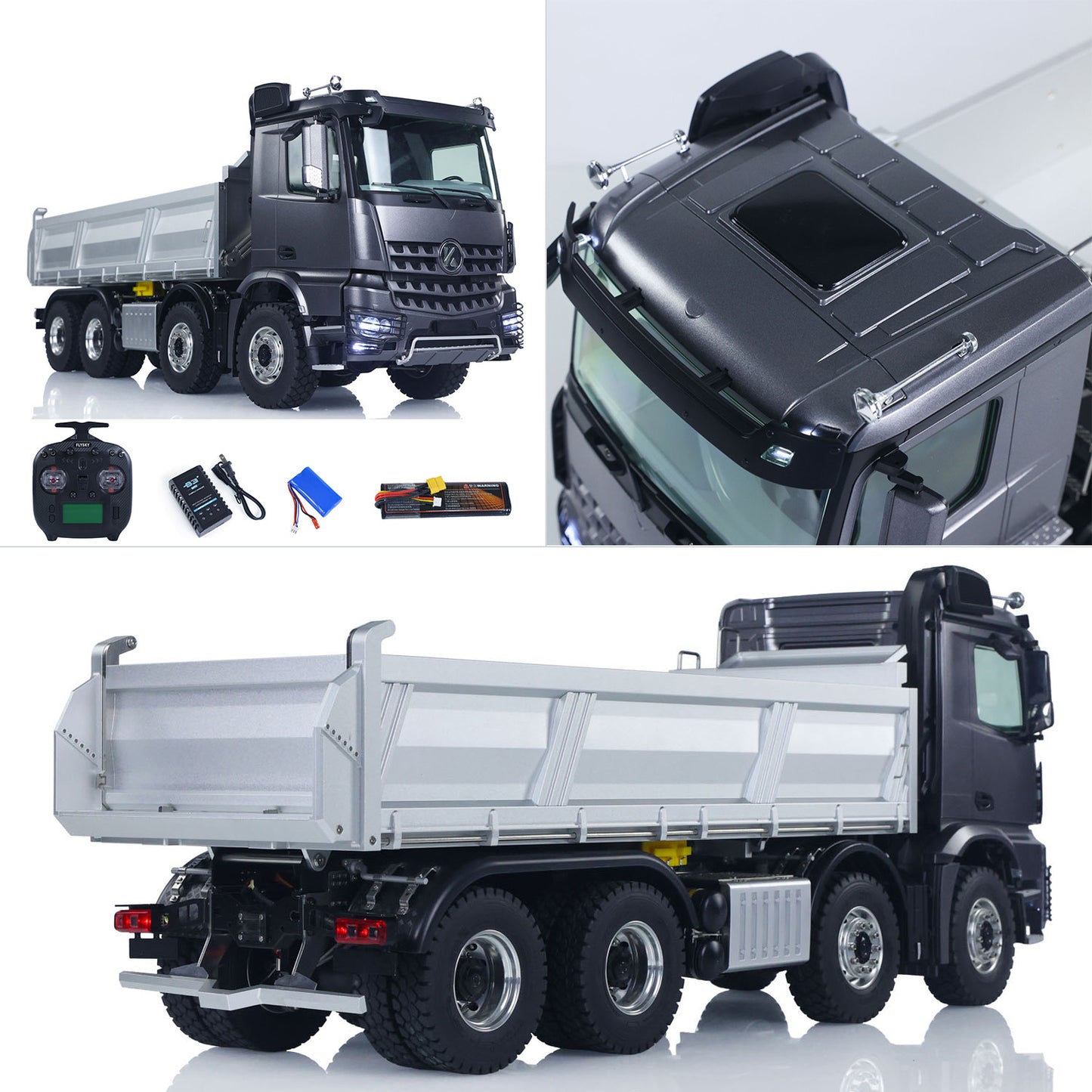 8x8 all wheel drive system of RC hydraulic dump truck K3367 showing axle structure