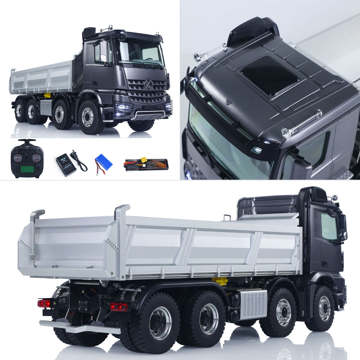 8x8 all wheel drive system of RC hydraulic dump truck K3367 showing axle structure