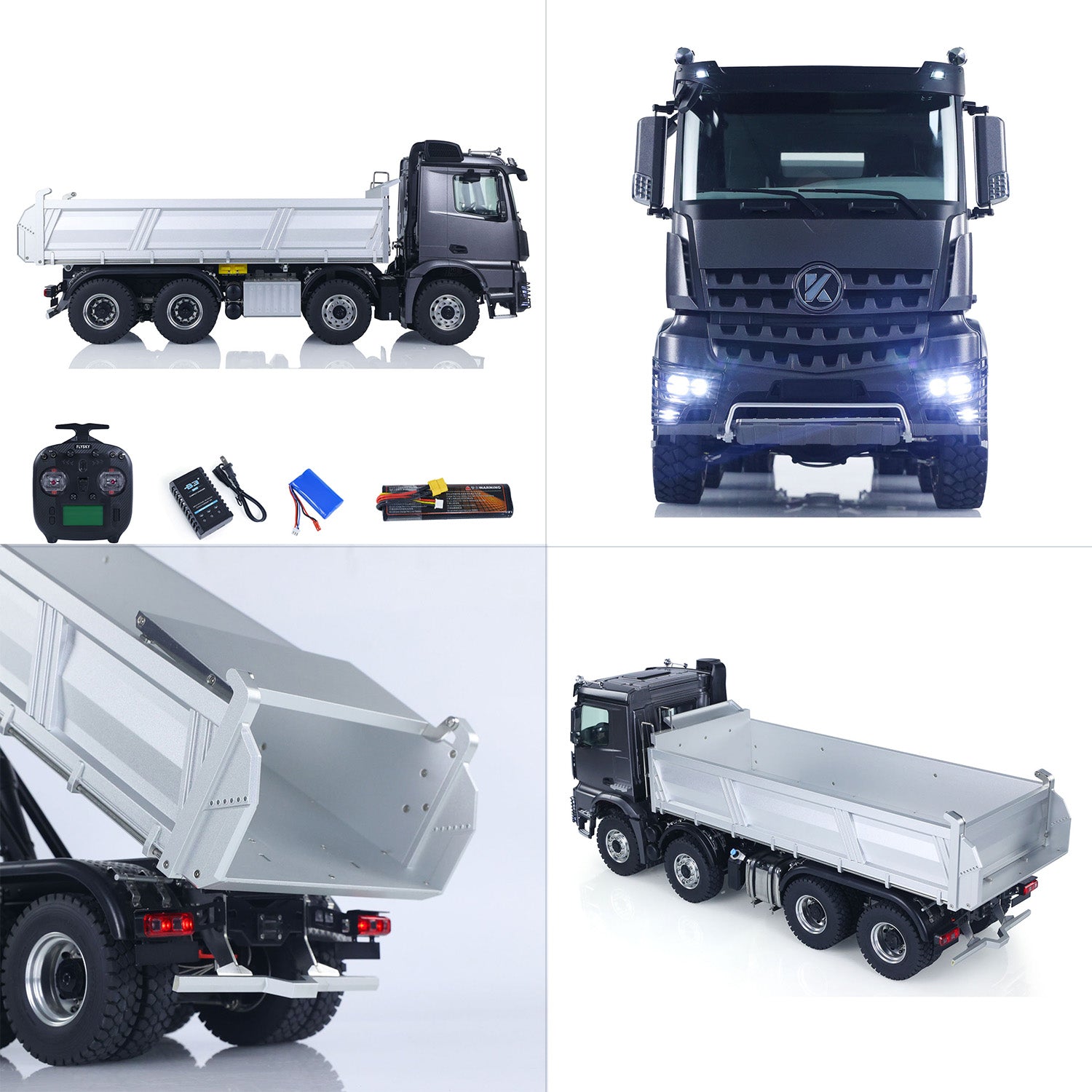 Hydraulic lifting system demonstration of 1/14 RC dump truck K3367 metal tipper