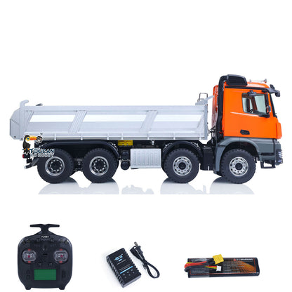 1/14 RC Hydraulic Dump Truck Kabolite K3367 8x8 metal tipper orange color side view detail