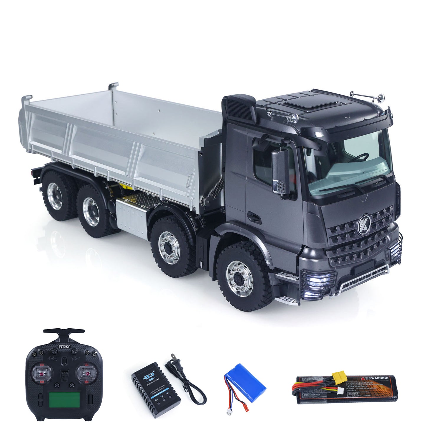 RC hydraulic dump truck 1/14 scale K3367 top view metal chassis construction truck