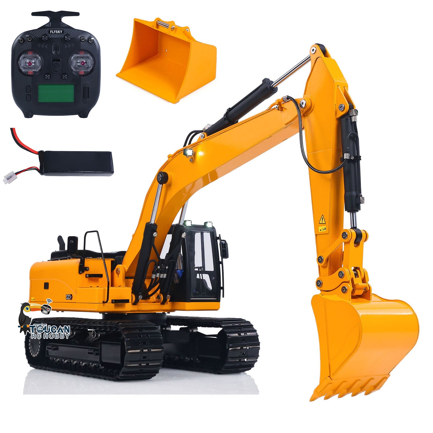 GZJC 1/12 RC Construction Model C323GX-TOUCAN Sprayed Yellow Black Excavator