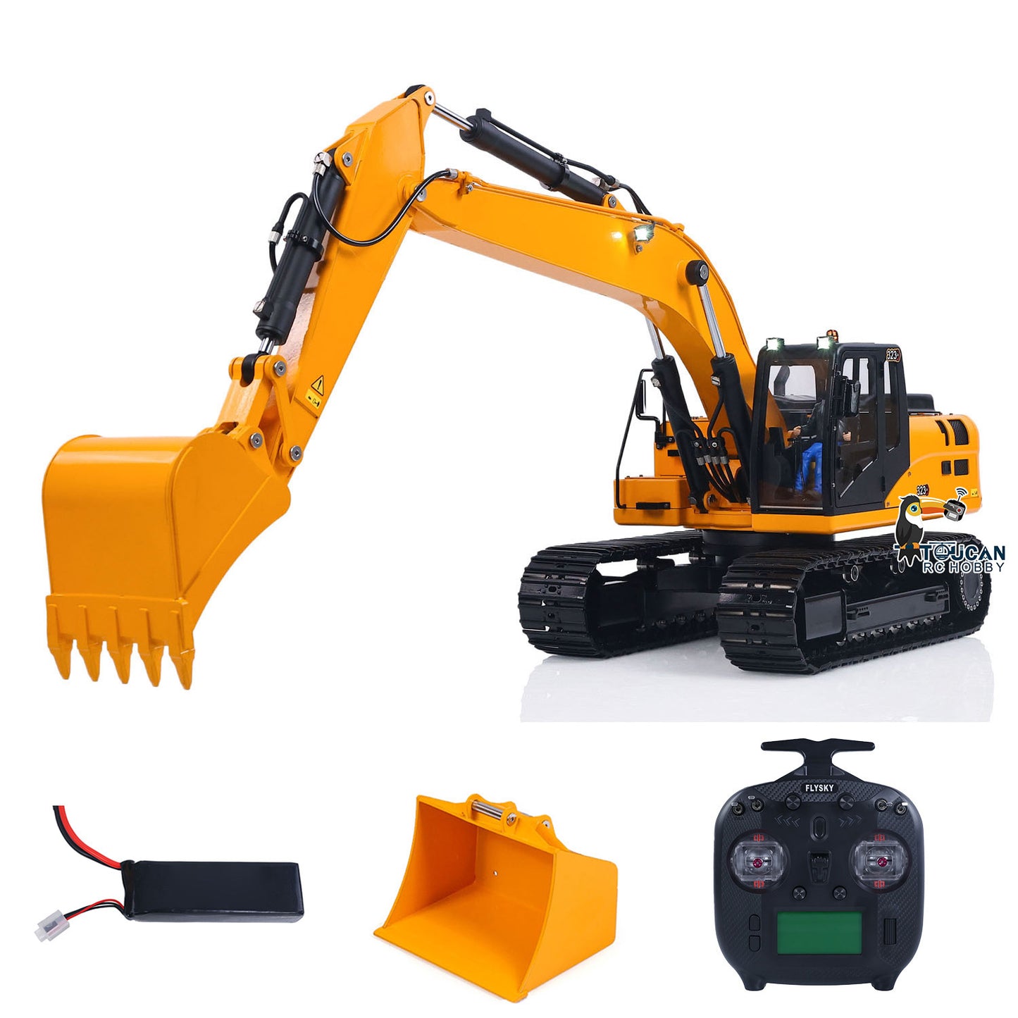 GZJC 1/12 RC Construction Model C323GX-TOUCAN Sprayed Yellow Black Excavator