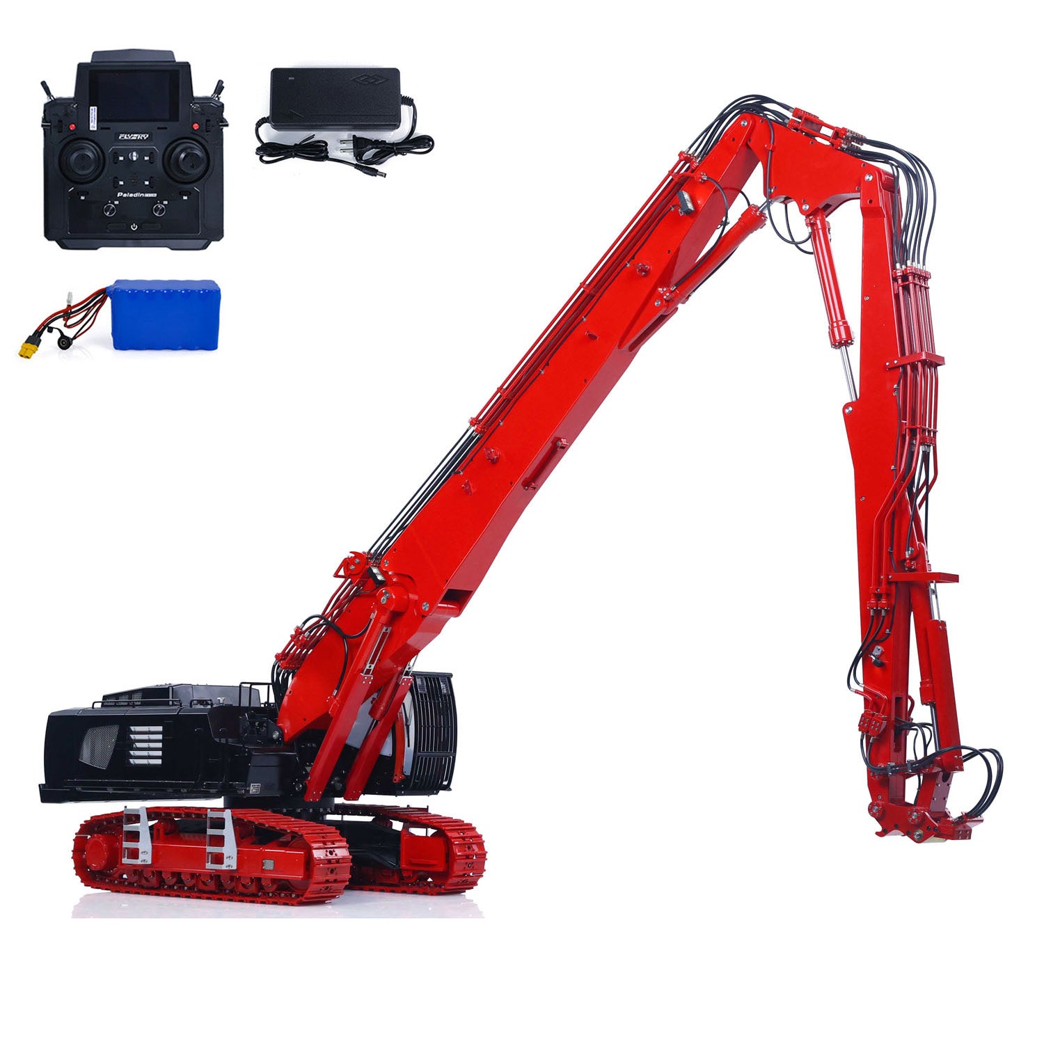 RC hydraulic crawler excavator 1/14 metal construction vehicle K970-300 side view detailed chassis