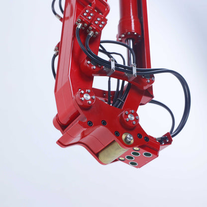 quick release mechanism detail RC hydraulic excavator arm attachment system close-up