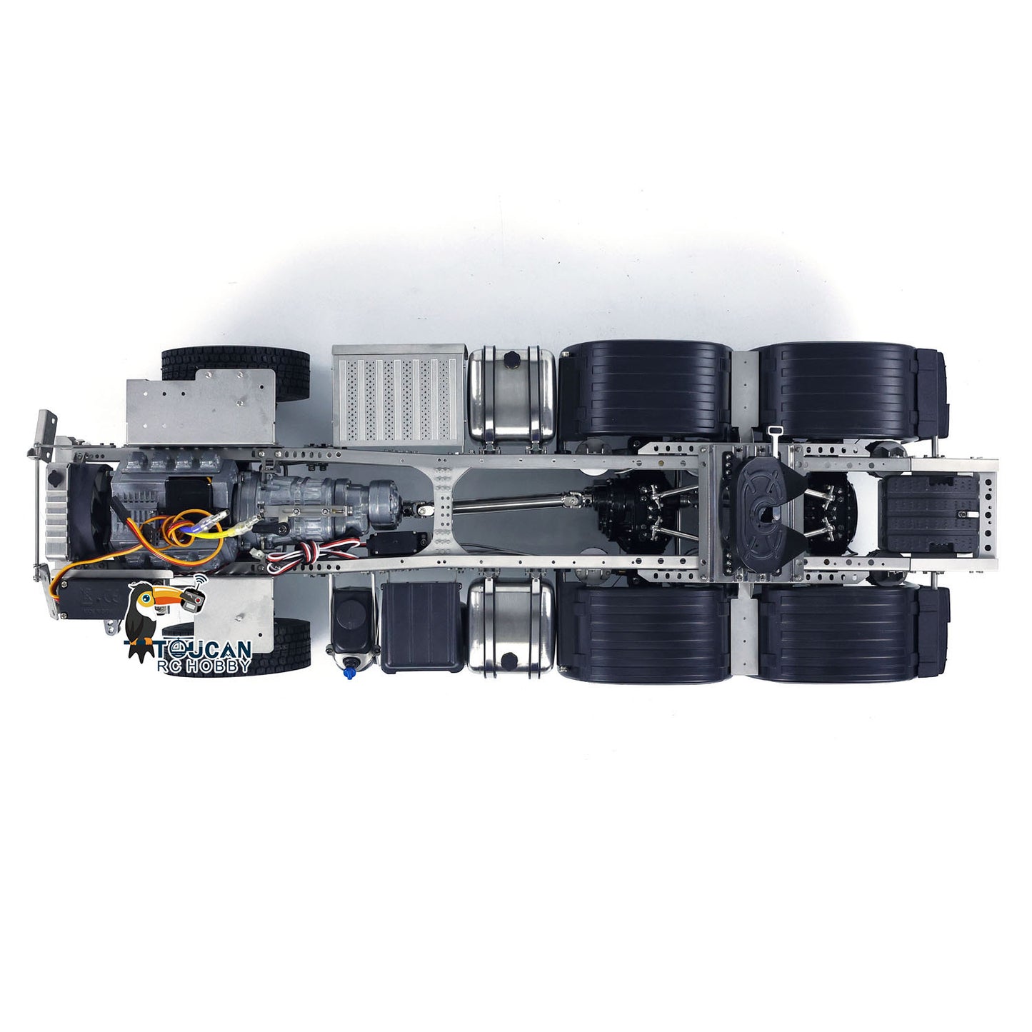Fully assembled ScaleC RC articulated truck 1/14 metal chassis overview