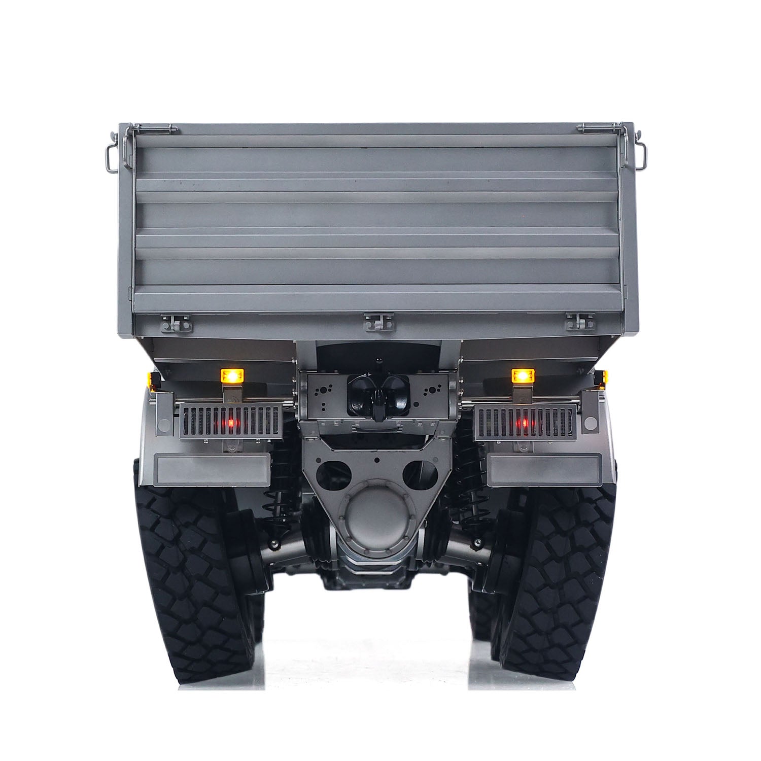 ScaleC 1/14 RC T815 TATRA 6X6 Metal Military Truck Straight Rear View, Non‑Hydraulic Cargo Bed Rear Gate, Taillight And Rear Axle Wheel Groups