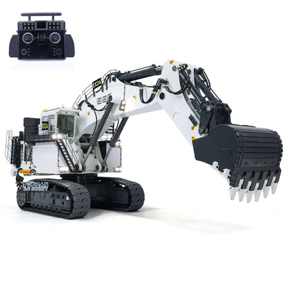 SFROG 996 1/20 RC Hydraulic Crawler Excavator White Right Front Working Pose, With Remote Controller, 4‑Pump Hydraulic Drive System