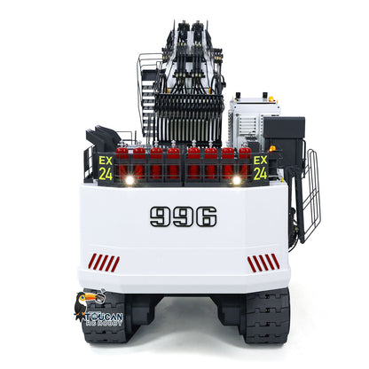 SFROG 996 1/20 RC All‑Metal Hydraulic Excavator Straight Rear View, Rear Counterweight With Taillight, 996 Model Marking