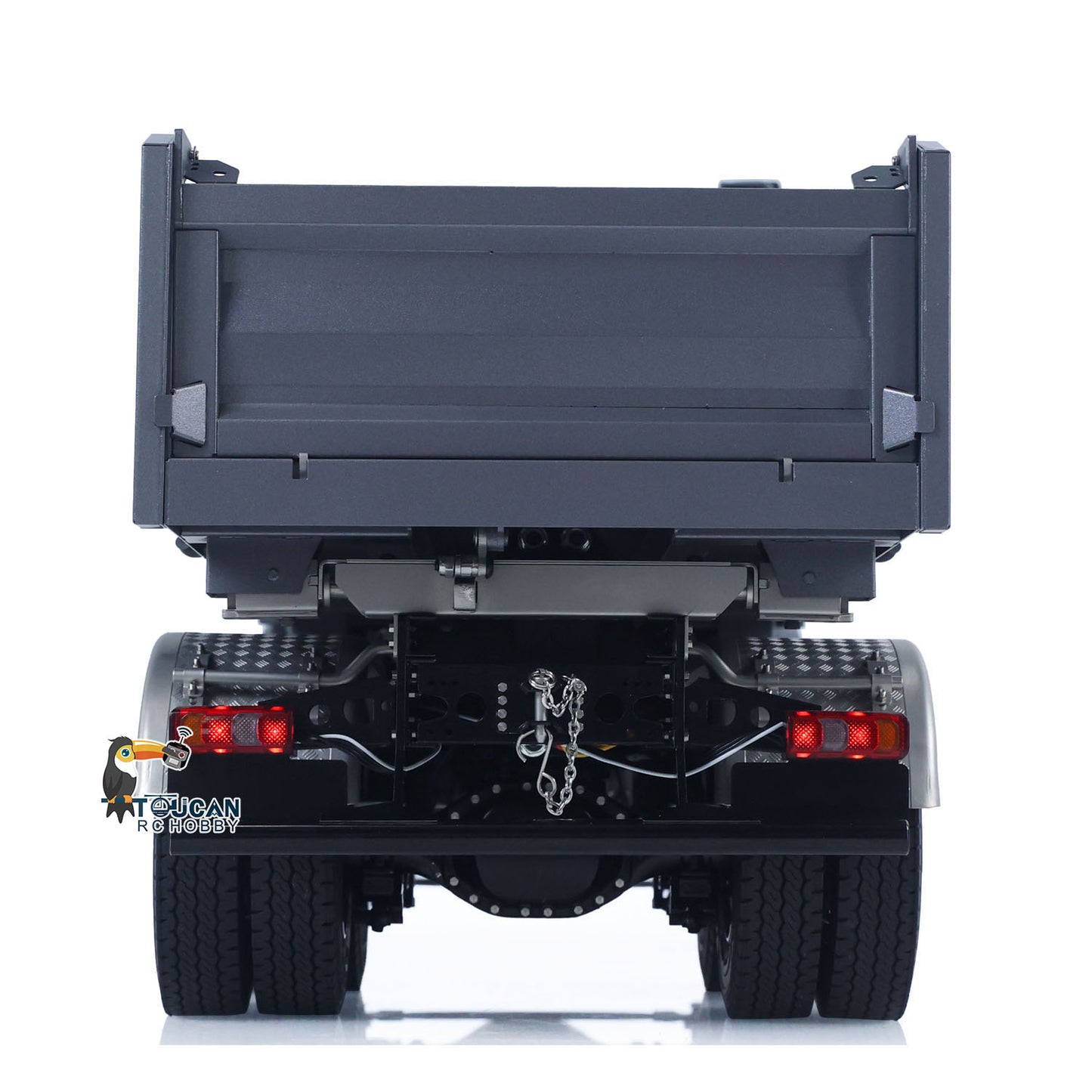 TH-X 1/14 6x6 RC Dump Truck Rear View with Functional Dump Bed