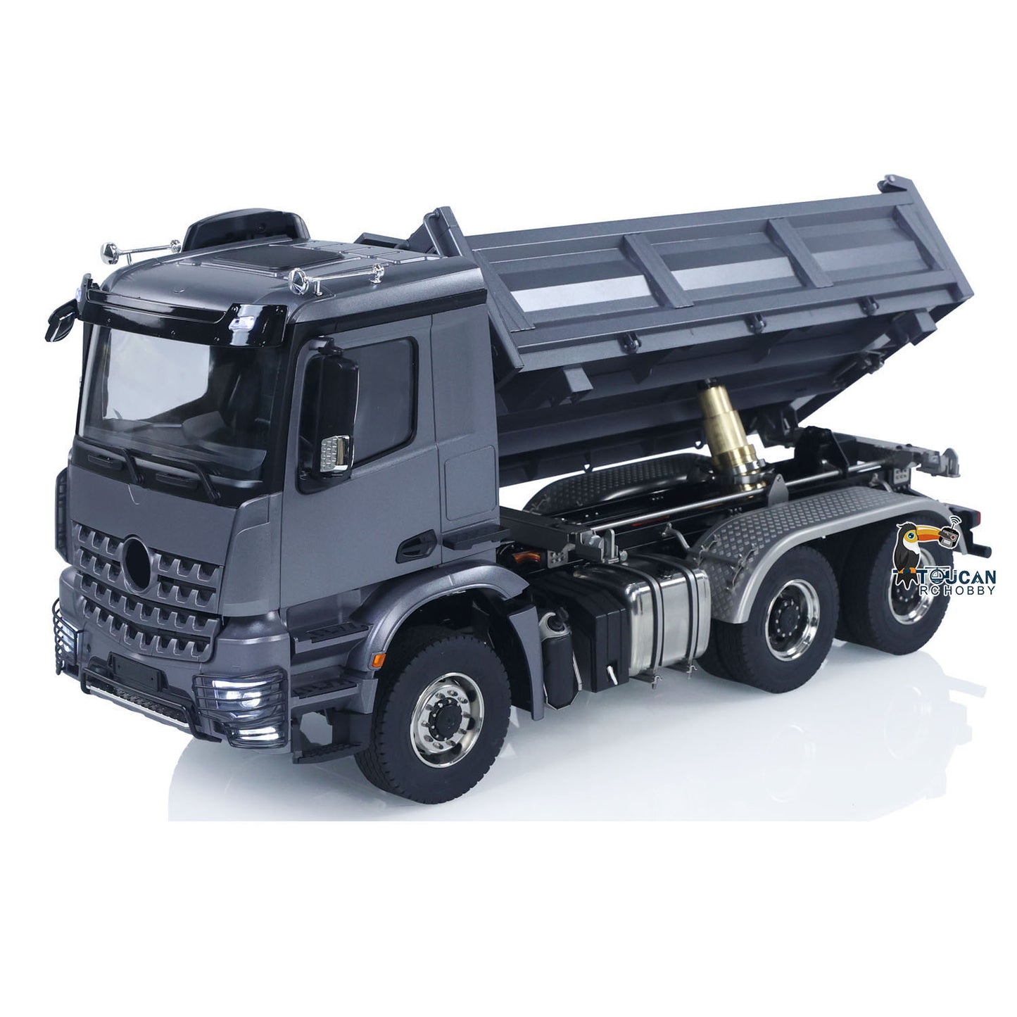 TH-X 1/14 6x6 RC Dump Truck Showing Three-Way Tipping Function and Dump Bed