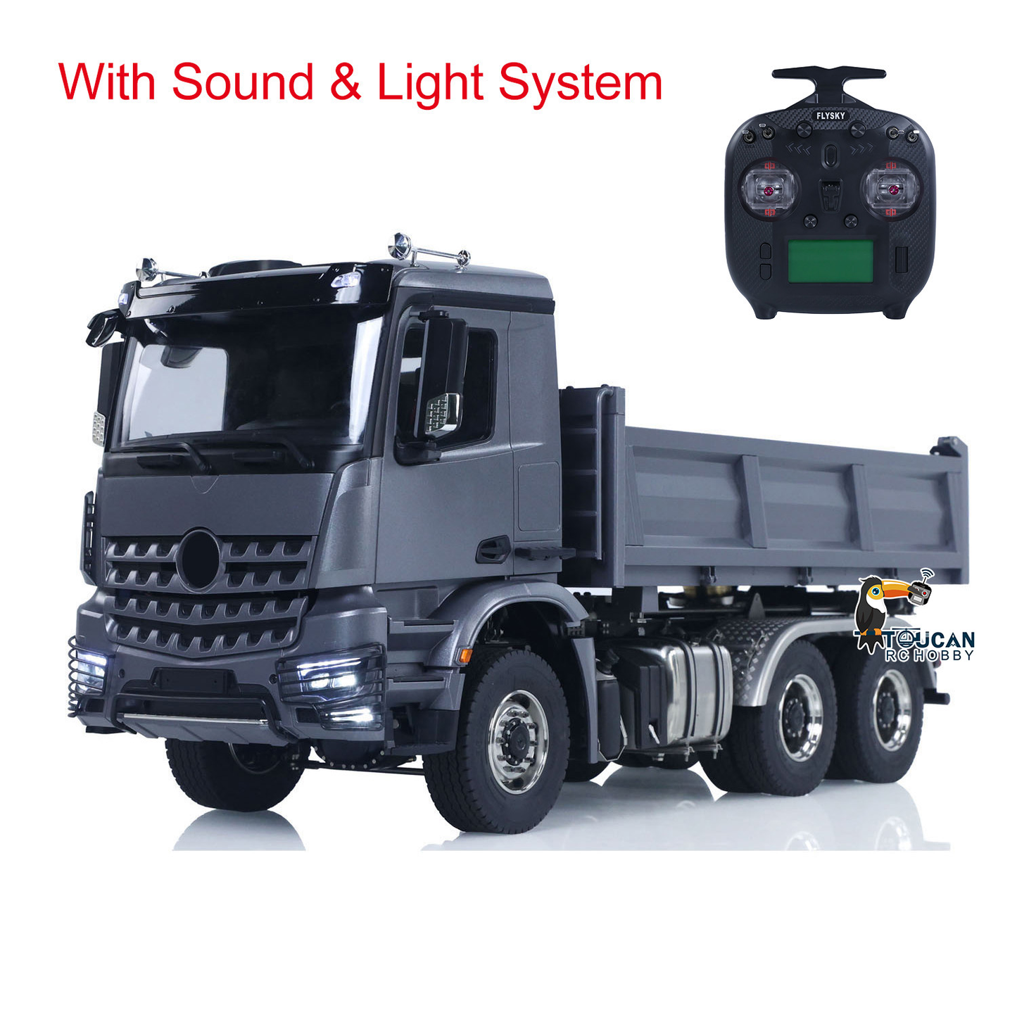 TH-X 1/14 6x6 RC Dump Truck with Sound and Light System and ST8 Remote Control