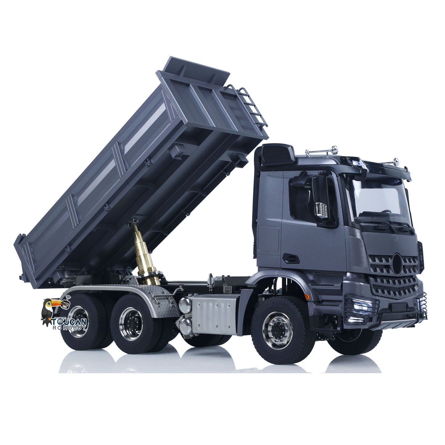 TH-X 1/14 6x6 RC Tipper Truck with Raised Dump Bed for Three-Way Unloading