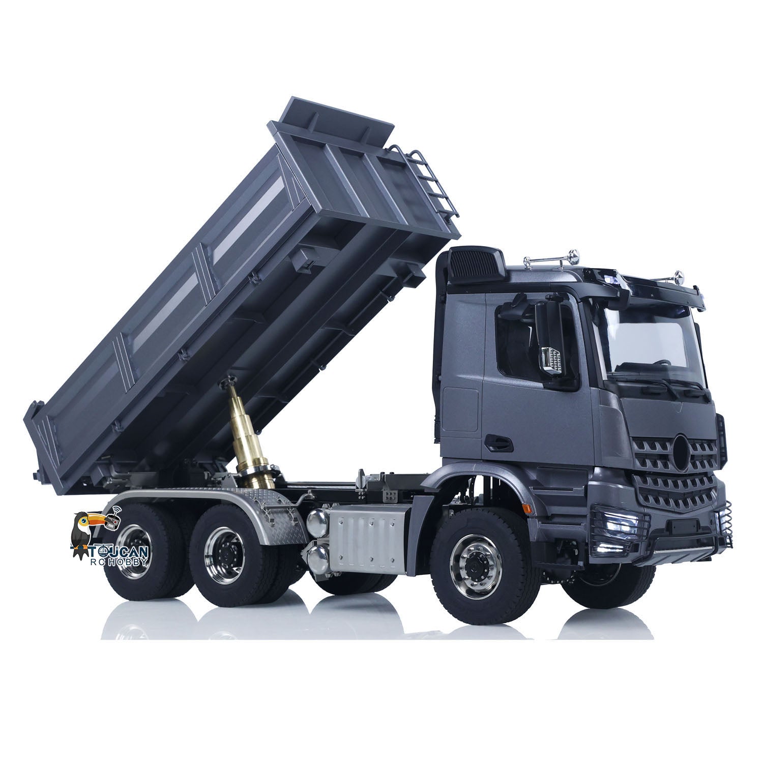 TH-X 1/14 6x6 RC Tipper Truck with Raised Dump Bed for Three-Way Unloading