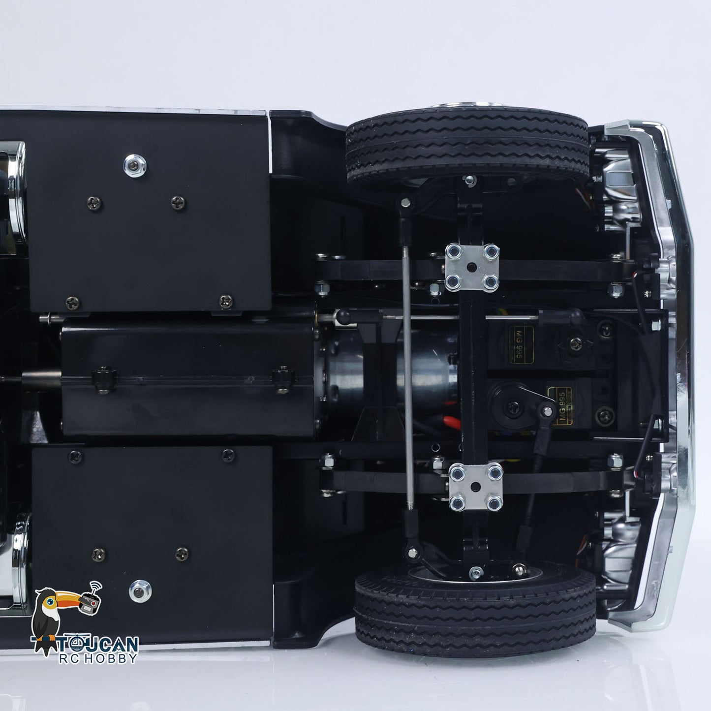 TOUCAN 1/14 RC 56314 Black Knight 6X4 Tractor Truck Bottom View, Chassis Outer Shell, Drivetrain And Multi‑Axle Mechanical Layout Display