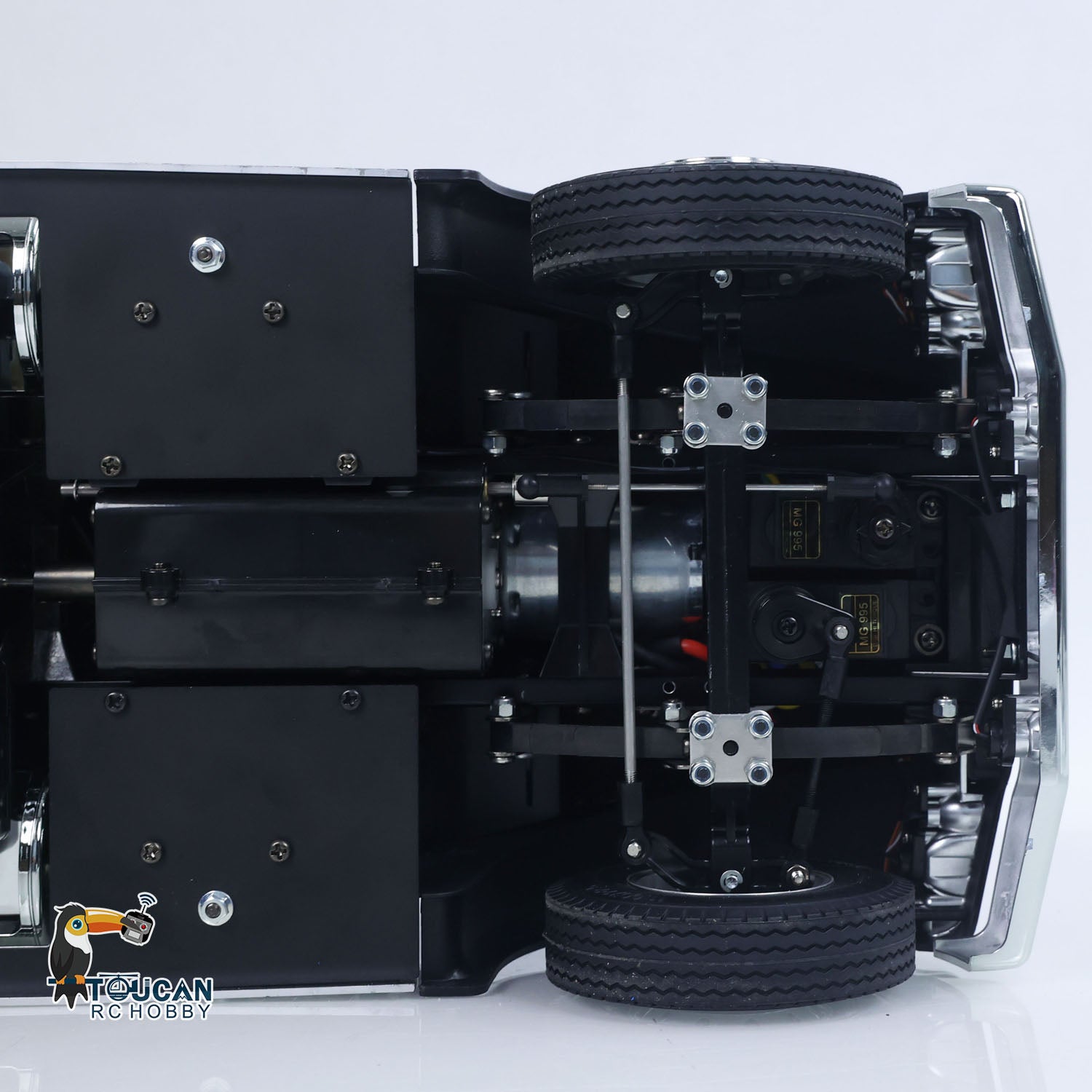 TOUCAN 1/14 RC 56314 Black Knight 6X4 Tractor Truck Bottom View, Chassis Outer Shell, Drivetrain And Multi‑Axle Mechanical Layout Display