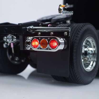 TOUCAN 1/14 RC Black Knight 56314 Semi‑Truck Rear Section Close‑Up, Multi‑Color Taillight Unit, Chrome Housing And Rear Fender Component