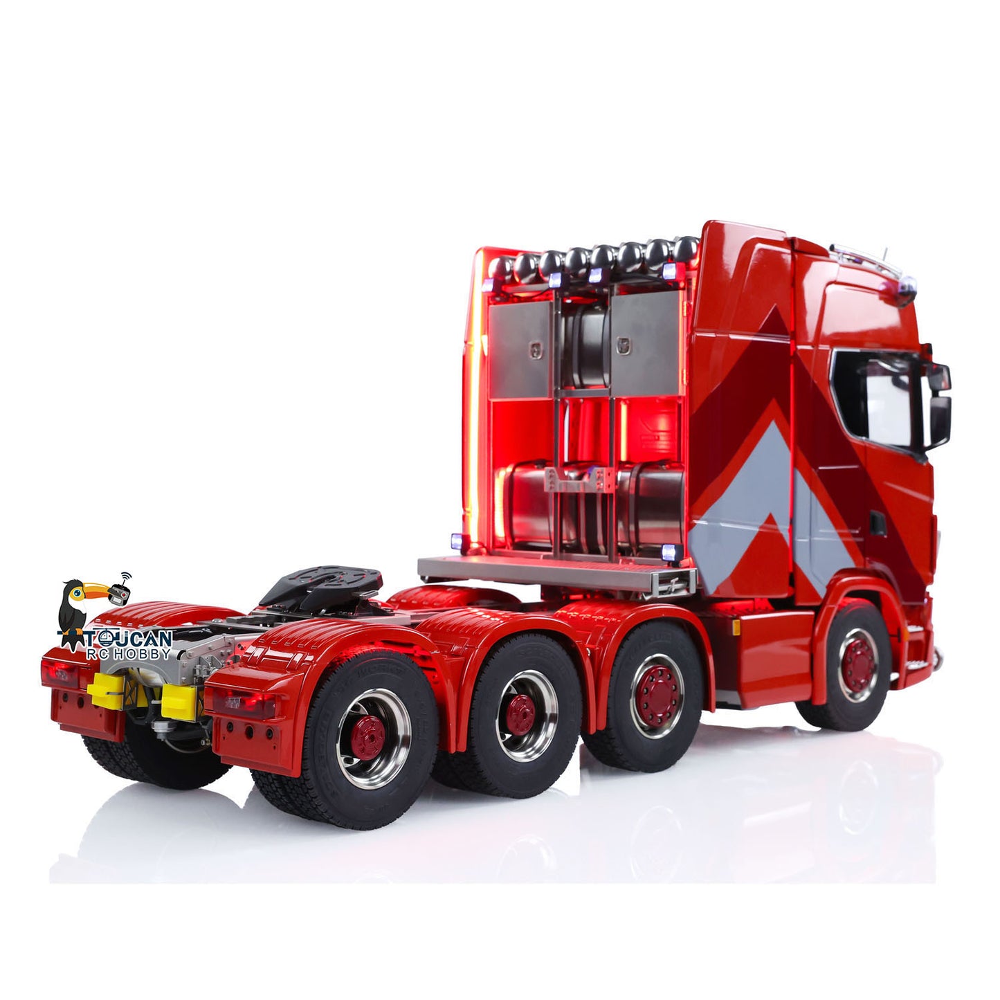 Toucan 1/14 770S 8x8 metal chassis RC tractor truck rear angle view