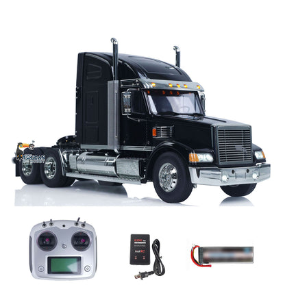 TOUCAN 1/14 RC 6X4 Tractor Truck Black Knight 56314, Pre‑Painted Pre‑Assembled In Gloss Black, Equipped With Motor ESC Servo, Light Set And Sound Module, I6S Transmitter, 2S Battery And Charger Included, RC Semi‑Tractor Truck Model
