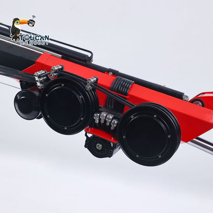 TOUCAN 1/14 RC 6x6 Truck Mounted Crane Drum And Hydraulic Motor Close‑up, Heavy‑Duty RC Crane Mechanical Component Detail Shot
