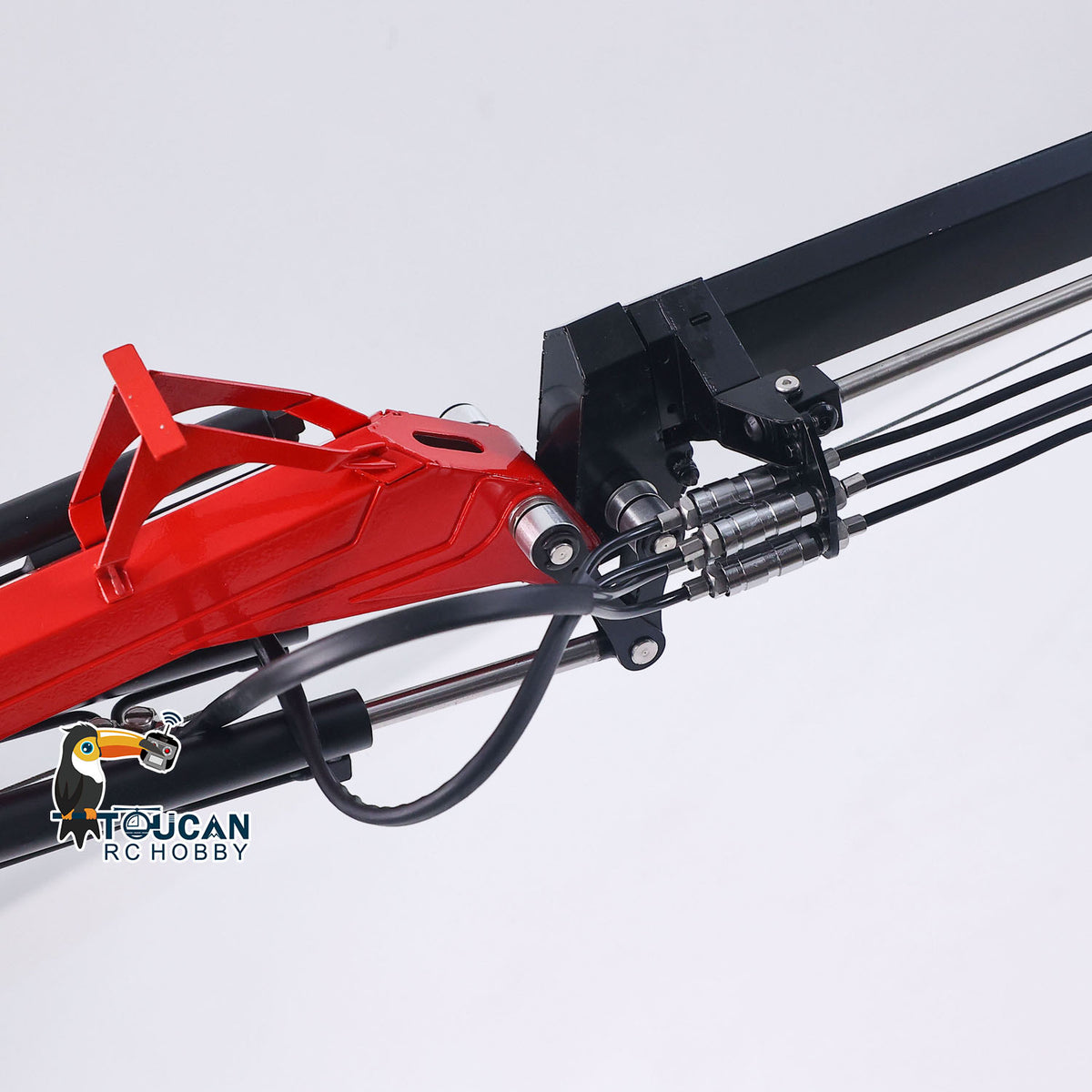 TOUCAN 1/14 RC 6x6 Tractor Truck Crane Hydraulic Pipeline And Mechanical Joint Close‑up, RC Hiab Crane Internal Hydraulic Assembly Detail