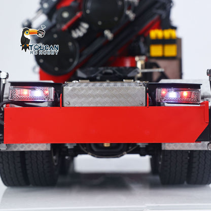 TOUCAN 1/14 RC 6x6 Tractor Truck Rear Taillight And Rear Bumper Assembly Close‑up, Flowing Turn Signal Light, Painted Red RC Heavy Tractor Truck