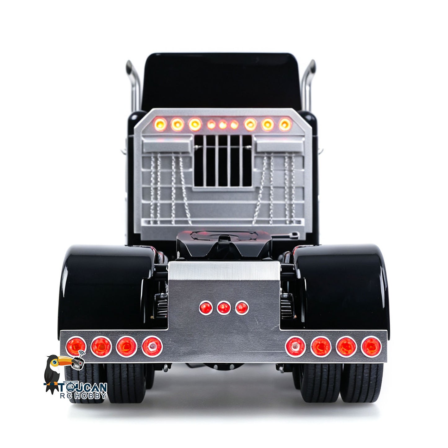 TOUCAN 1/14 RC 8X6 GrandHauler RC Tractor Truck Straight Rear View, Taillight Group, 3D‑Printed Fender, Equipment Rack Decoration Parts, No Antenna