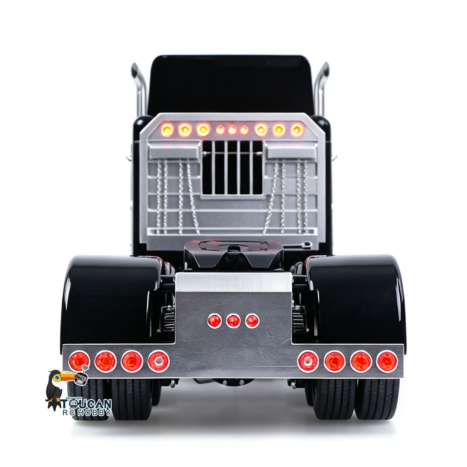 TOUCAN 1/14 RC 8X6 GrandHauler RC Tractor Truck Straight Rear View, Taillight Group, 3D‑Printed Fender, Equipment Rack Decoration Parts, No Antenna