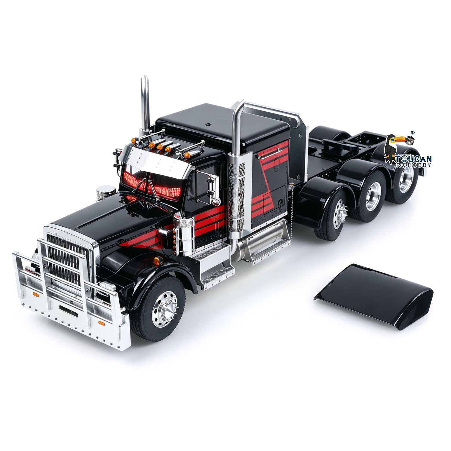 TOUCAN 1/14 RC Metal 8X6 GrandHauler Tractor Truck Top Angled Shot, 3D‑Printed Plastic Fender Accessory, Brushless Motor ESC Servo RC Semi Truck