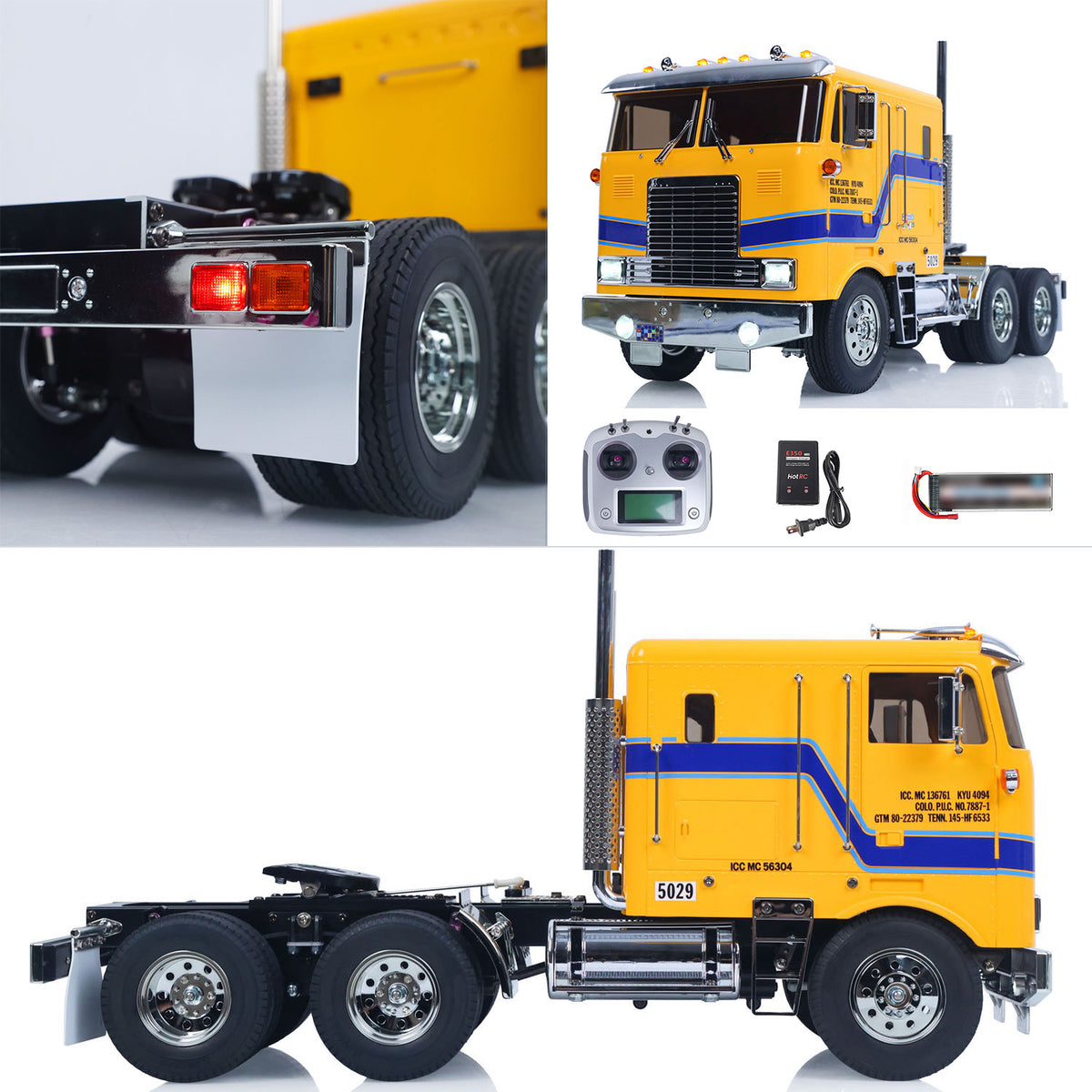 TOUCAN 56304 1/14 6X4 RC Tractor Truck Dual View Display, Left Rear & Straight Front Angle, With Remote Controller, Battery & Charger