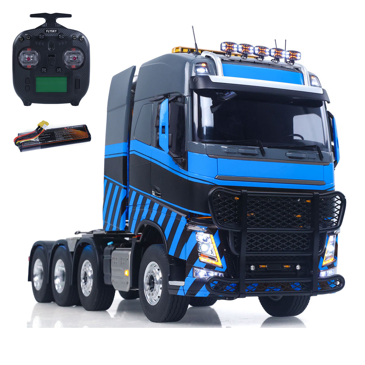 TOUCAN 56360 1/14 RC 8X8 Tractor Truck, Blue & Black, 8X8 Metal Chassis, 2-Speed Gearbox, TBS Sound & Light Smoke System, ST8 Transmitter, 2S 5800mAh Battery & Charger Included, Chassis & Cabin Suspension