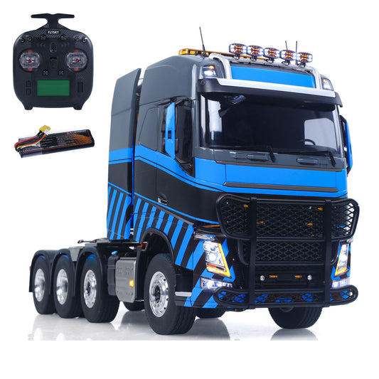TOUCAN 56360 1/14 RC 8X8 Tractor Truck, Blue & Black, 8X8 Metal Chassis, 2-Speed Gearbox, TBS Sound & Light Smoke System, ST8 Transmitter, 2S 5800mAh Battery & Charger Included, Chassis & Cabin Suspension