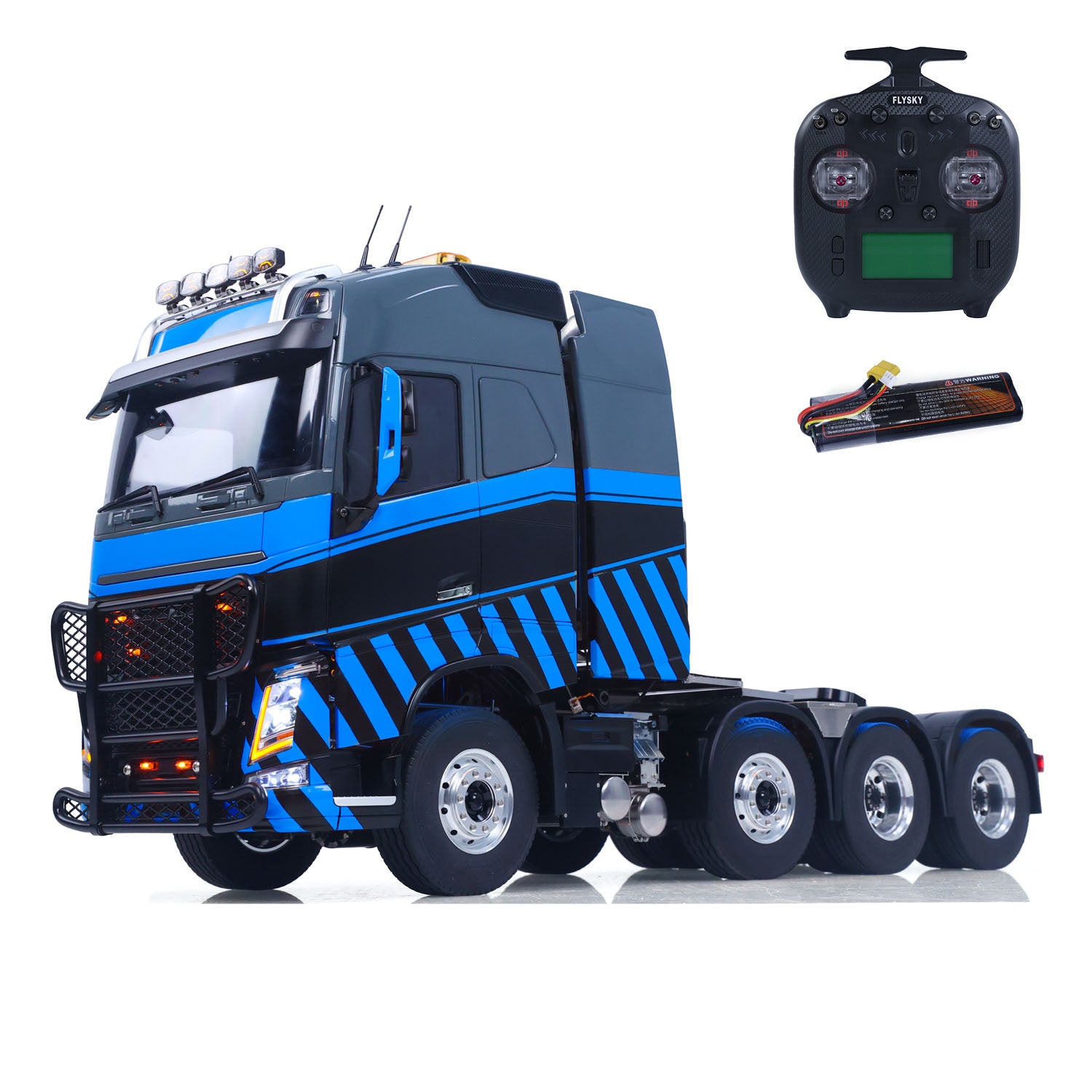 TOUCAN 56360 1/14 RC 8X8 Tractor Truck Right Front Oblique View, With Remote Controller, Front Contour Lights & Side Wing Light Strips