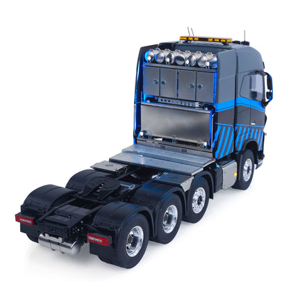 TOUCAN 56360 1/14 RC 8X8 Tractor Truck Blue Left Rear Oblique View, Rear Chassis Suspension & Exhaust Pipe Detail
