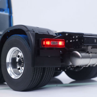 TOUCAN 56360 1/14 RC 8X8 Tractor Truck Rear Right Side Close-Up, Tail Light & Rear Bumper Detail, Stainless Steel Drive Shaft