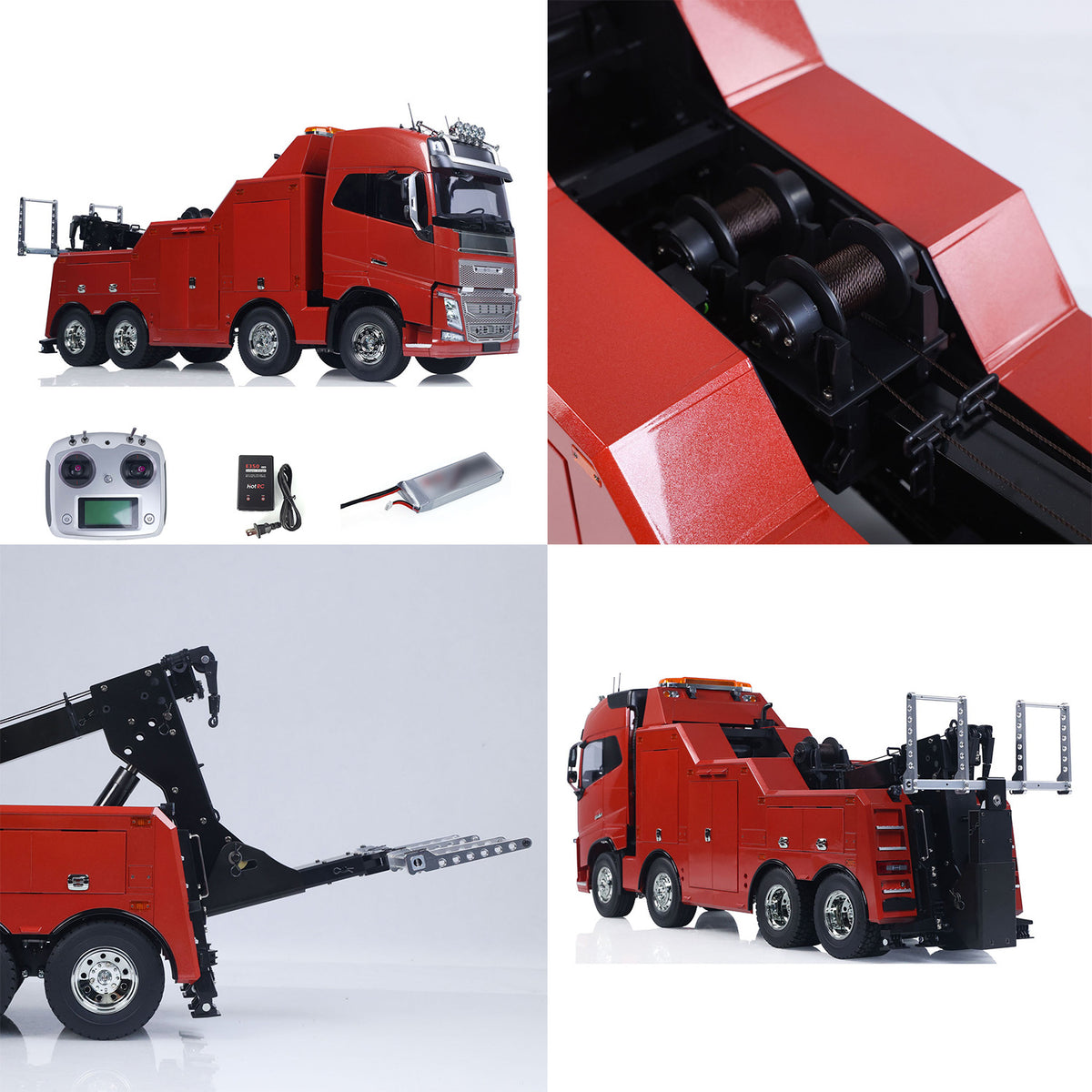 TOUCAN 56362 1/14 RC Wrecker Tow Truck Dual View, Side Working Pose & Lifting Structure Close-Up, With Remote & Battery, 56553 Lifting RTR