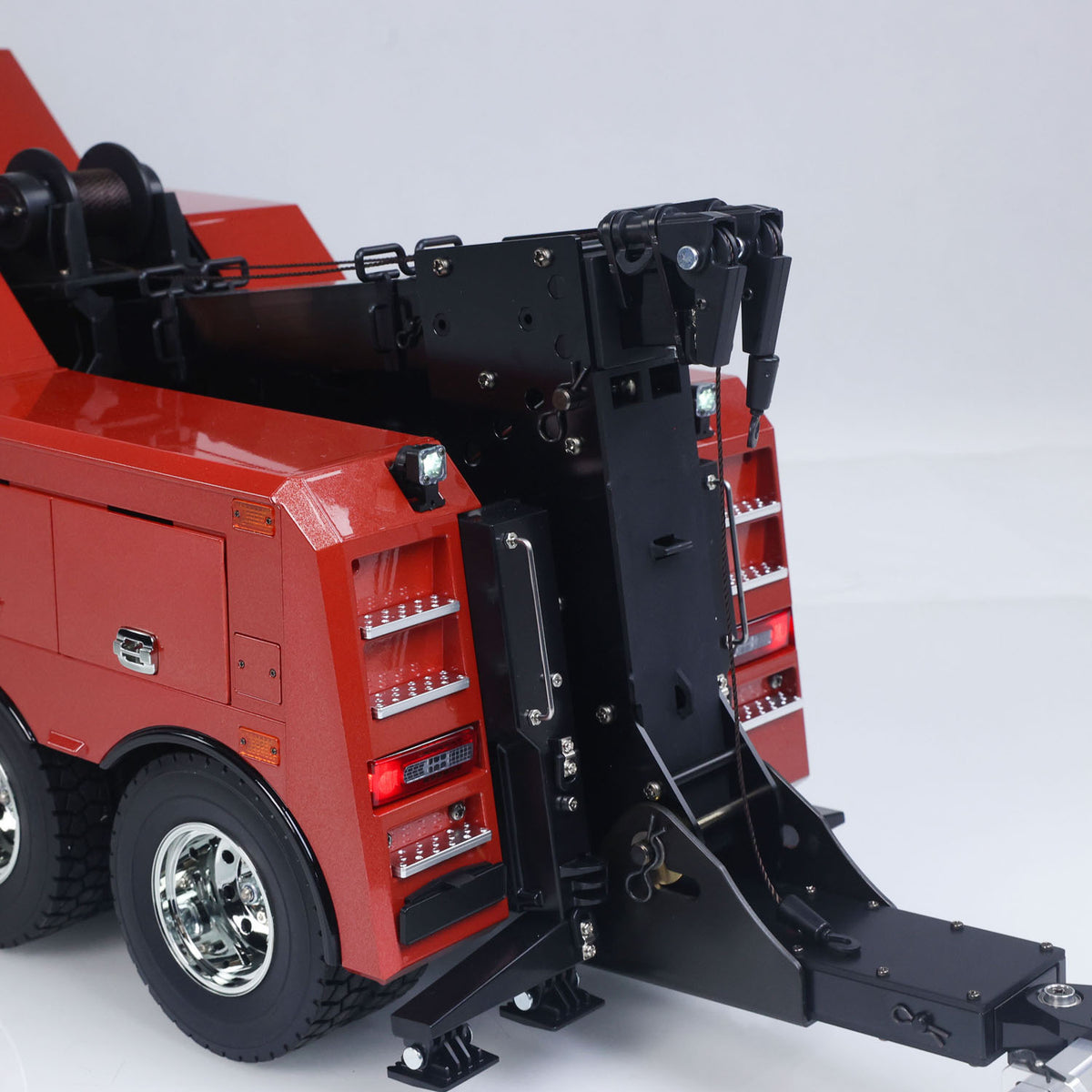TOUCAN 56362 1/14 RC Wrecker Tow Truck Rear Wrecker Structure Side Close-Up, Lifting Arm & Tow Support Detail, Realistic Recovery Mechanism
