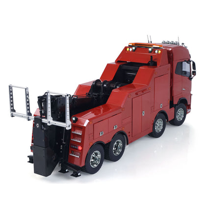 TOUCAN 56362 1/14 RC Wrecker Tow Truck Red Right Rear Oblique View, Retracted Wrecker Arm, Integrated Lighting & Sound System