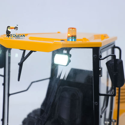 TOUCAN BSM CS11 1/12 Hydraulic Road Roller Cabin Front Close-Up, Windshield, Headlights & Roof Warning Light Detail, Immersive Operation Experience