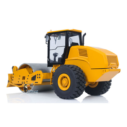 TOUCAN BSM CS11 1/12 Hydraulic Road Roller Yellow & Black Right Rear Oblique View, Rear Body & Rear Tire Structure Detail, Integrated Sound System
