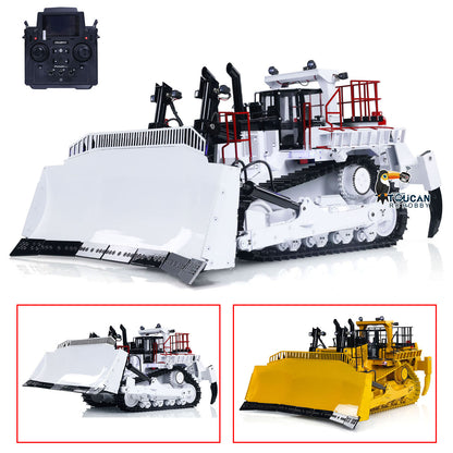 TOUCAN BSM D11T 1/14 Hydraulic Bulldozer White & Red Front Oblique View, With PL18EV Remote Controller, Yellow & White Color Options Available