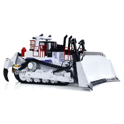TOUCAN BSM D11T 1/14 Hydraulic Bulldozer White & Red Left Front Flat Blade Pose, Single Pump Hydraulic System, Stable Operation