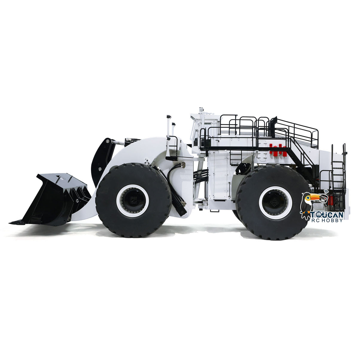 TOUCAN BSM L2350 1/14 Hydraulic Wheel Loader White Right Front Working View, Realistic Engineering Vehicle Appearance, Stable Operation Performance