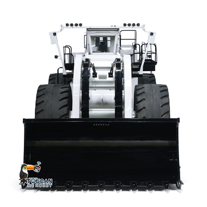 TOUCAN BSM L2350 1/14 Hydraulic Wheel Loader White Straight Front View, Wide Bucket & Front Cab Structure, Full Metal Build