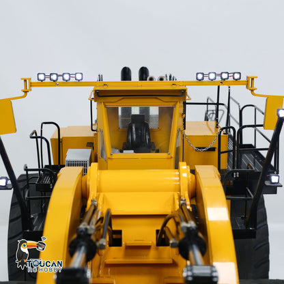 TOUCAN BSM L2350 1/14 Hydraulic Wheel Loader Yellow & Black Straight Front View, Illuminated Roof Working Lights, Integrated Lighting System